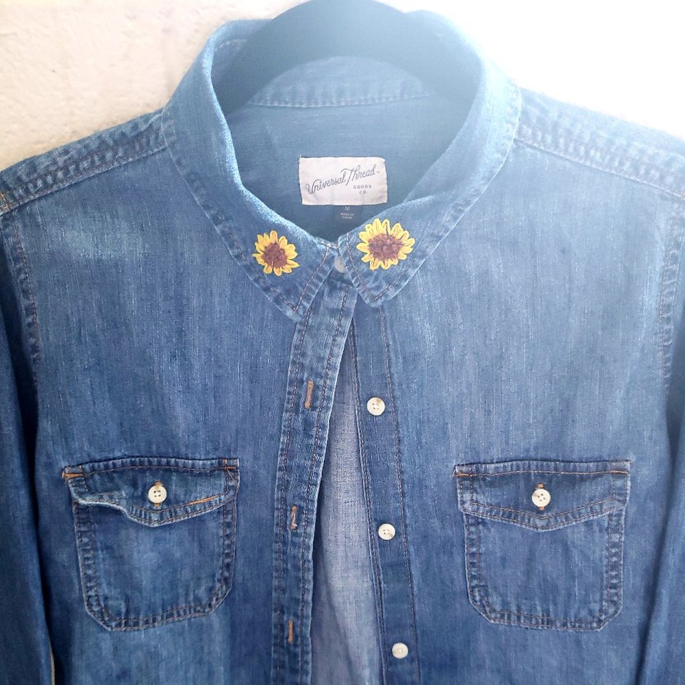 Hand Embroidered Shirt - Sunflower